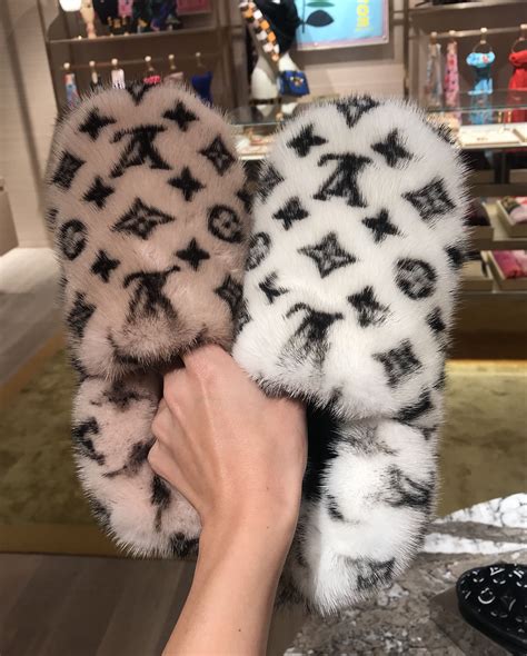 lv furry slippers|louis vuitton slippers female.